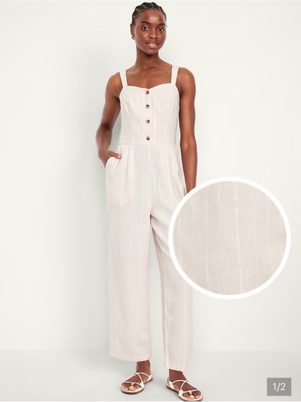 NWT Old Navy Linen Blend Button Front Cami Jumpsuit - Size M